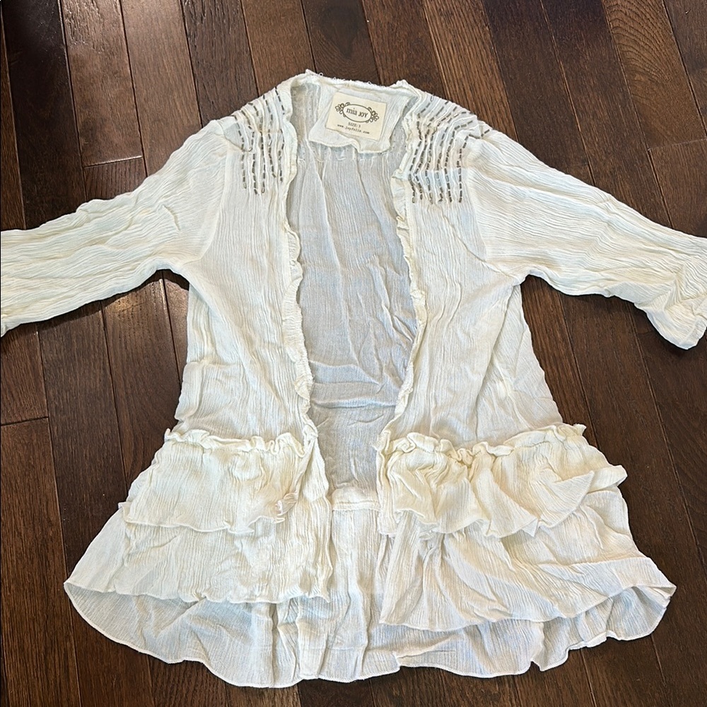 Joyfolie cream open front blouse
